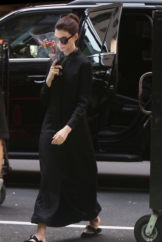 ANNE HATHAWAY on the Set of WeCrashed in New York 08/25/2021
