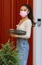 ARIANA GRANDE Out with a Box of Donuts in Los Angeles 08/13/2021