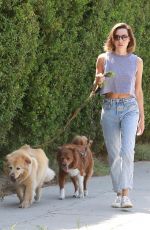 AUBREY PLAZA Out with Her Dogs in Los Feliz 08/15/2021