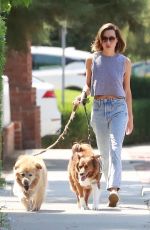 AUBREY PLAZA Out with Her Dogs in Los Feliz 08/15/2021