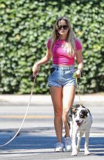 AVA PHILLIPPE in DenimShorts Out with her Dogs in Brentwood 08/03/2021