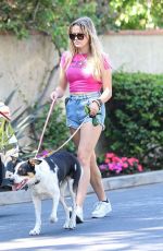 AVA PHILLIPPE in DenimShorts Out with her Dogs in Brentwood 08/03/2021