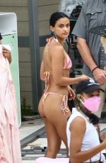 CAMILA MENDES in Bikini on the Set of Strangers in Miami Beach 08/02/2021