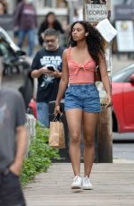 CHANDLER KINNEY in Denim Shorts Out in New York 08/29/2021