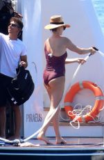 CHARLIZE THERON in Swimsuit at a Yacht at Poros Island 08/08/2021