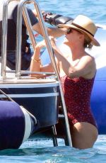 CHARLIZE THERON in Swimsuit at a Yacht at Poros Island 08/08/2021