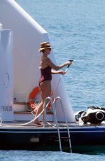 CHARLIZE THERON in Swimsuit at a Yacht at Poros Island 08/08/2021