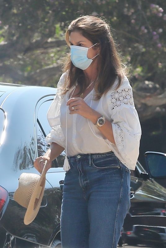 CINDY CRAWFORD Arrives at Soho House in Malibu 08/12/2021