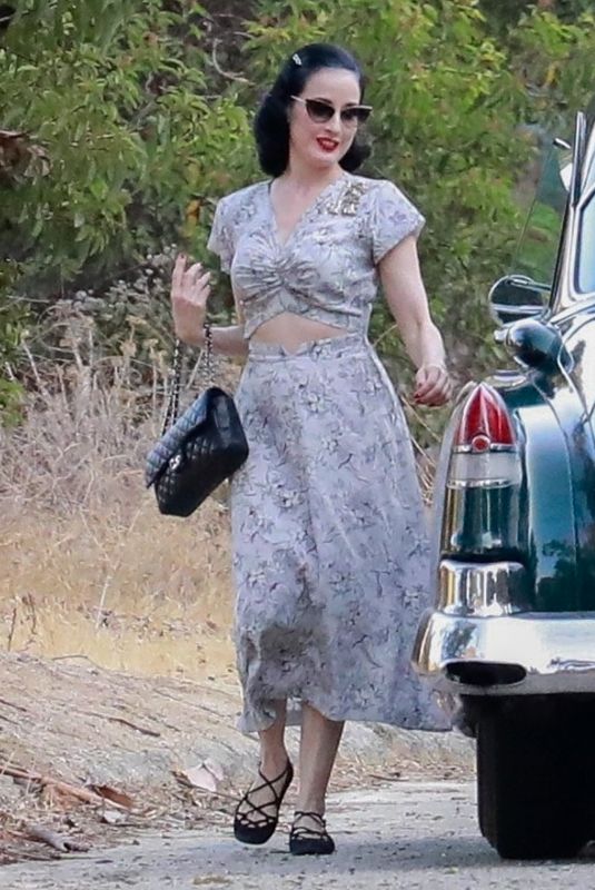 DITA VON TEESE Filming a Project at Griffith Park in Los Feliz 08/23/2021