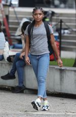 DOMINIQUE THORNE on the Set of Black Panther: Wakanda Forever in Cambridge 08/25/2021