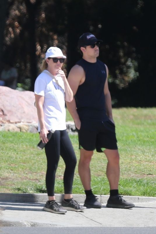 ELLEN POMPEO and Chris Ivery Hikinig at Griffith Park in Los Feliz 08/27/2021