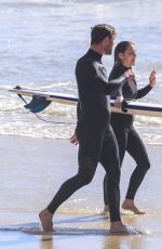 ELSA PATAKY and Chris Hemsworth Out Surfing in New South Wales 08/25/2021