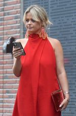 EMILY ATACK in a Red Dress at a Wedding in Manchester 08/14/2021