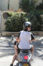 GAL GADOT at a Motor Scooter in Tel Aviv 08/26/2021