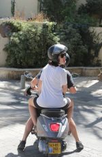 GAL GADOT at a Motor Scooter in Tel Aviv 08/26/2021