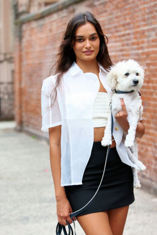 GIZELE OLIVEIRA Out with Her Dog Bieber in New York 08/30/2021
