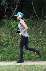 HILARIA BALDWIN Out Jogging in Hamptons 08/04/2021