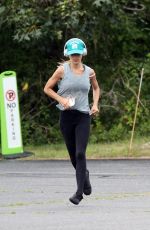HILARIA BALDWIN Out Jogging in Hamptons 08/04/2021