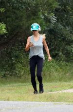 HILARIA BALDWIN Out Jogging in Hamptons 08/04/2021