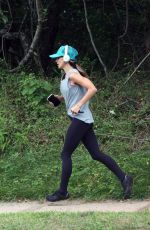 HILARIA BALDWIN Out Jogging in Hamptons 08/04/2021