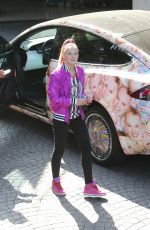 JOJO SIWA in Her Tesla Covered with Pictures of Her Face Out in Los Angeles 08/30/2021