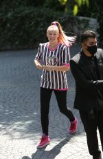 JOJO SIWA in Her Tesla Covered with Pictures of Her Face Out in Los Angeles 08/30/2021