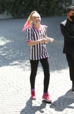 JOJO SIWA in Her Tesla Covered with Pictures of Her Face Out in Los Angeles 08/30/2021