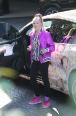 JOJO SIWA in Her Tesla Covered with Pictures of Her Face Out in Los Angeles 08/30/2021
