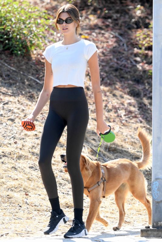 KAIA GERBER Out at a Dog Park in Los Angeles 08/12/2021