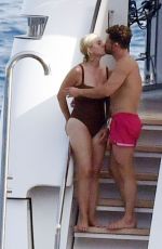 KATY PERRY in Swimsuit and Orlando Bloom Kissing at a Yacht in Capri 08/01/2021