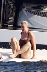 KATY PERRY in Swimsuit and Orlando Bloom Kissing at a Yacht in Capri 08/01/2021