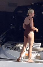 KATY PERRY in Swimsuit and Orlando Bloom Kissing at a Yacht in Capri 08/01/2021