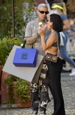 KOURTNEY KARDASHIAN and Travis Barker Out in Portofino 08/27/2021