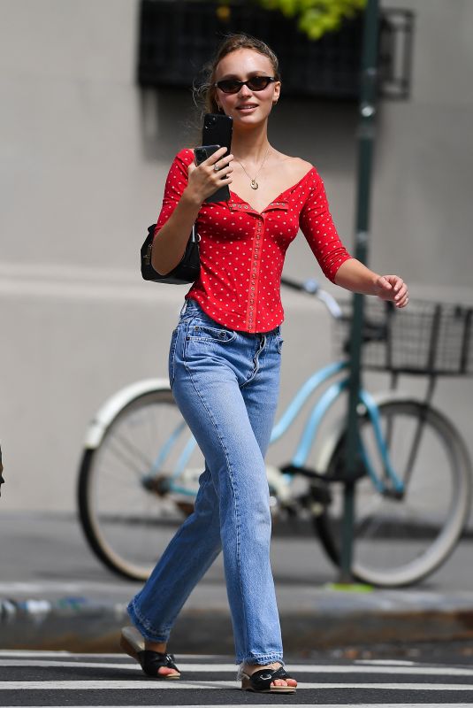 LILY-ROSE DEPP in Denim Out for Coffee in New York 08/17/2021