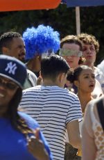 LIZA KOSHY on the Set of Players at Yankee Stadium in Bronx 08/24/2021