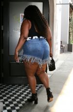 LIZZO in Denim Shorts at Craig