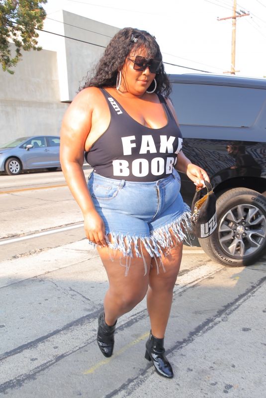 LIZZO in Denim Shorts at Craig