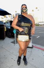 LIZZO Out Cruises in Convertible Bentley on Rodeo Drive in Beverly Hills 08/13/2021