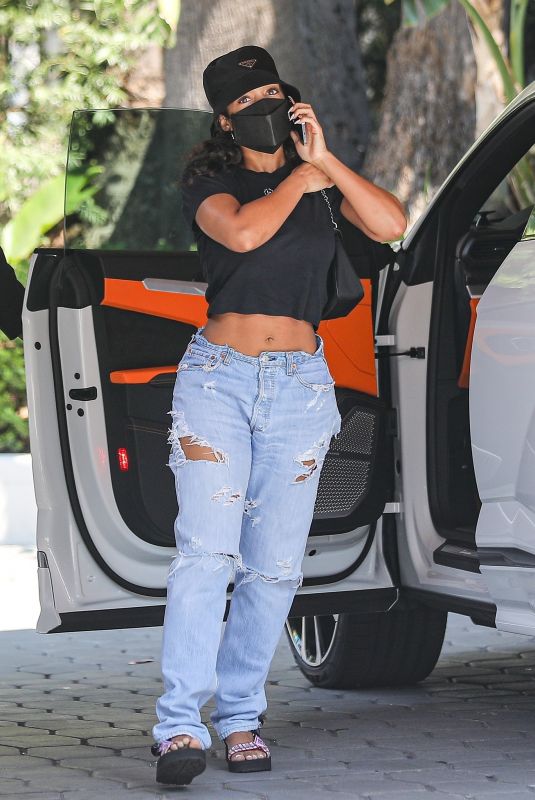 LORI HARVEY Arrives at Sunset Tower Hotel in Los Angeles 08/17/2021