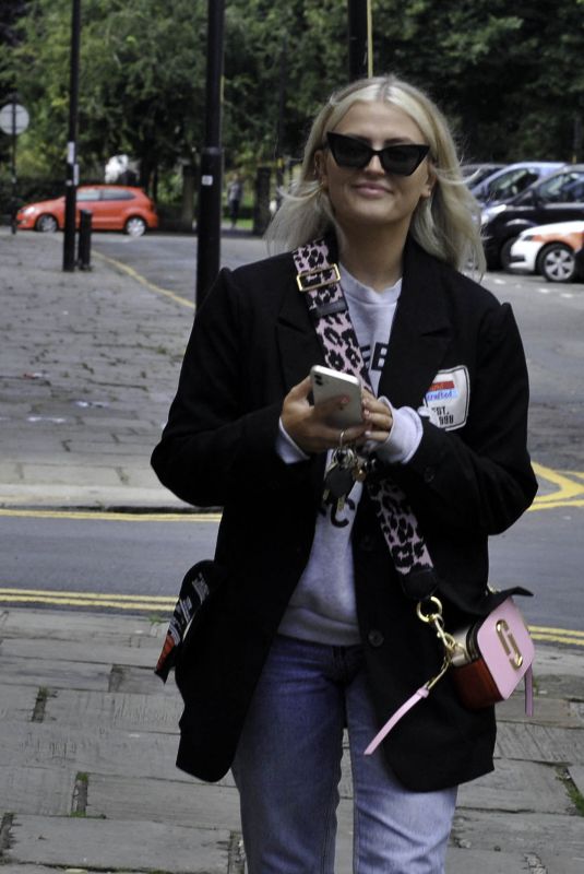 LUCY FALLON Arrives at SkinHQ in Manchester 08/10/2021