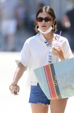 LUCY HALE in Denim Shorts Out Shopping in Los Angeles 08/08/2021