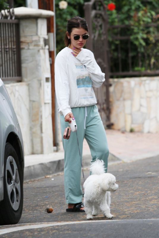 LUCY HALE Out with Her Dog in Los Angeles 08/22/2021