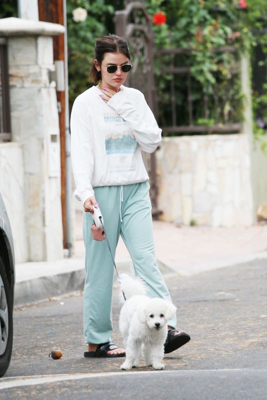 LUCY HALE Out with Her Dogs in Los Angeles 08/22/2021