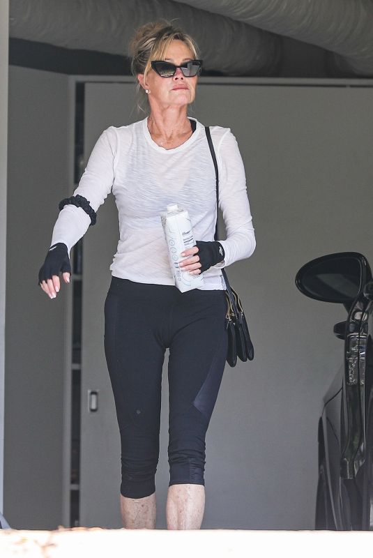 MELANIE GRIFFITH Arrives at a Gym in Beverly Hills 08/17/2021