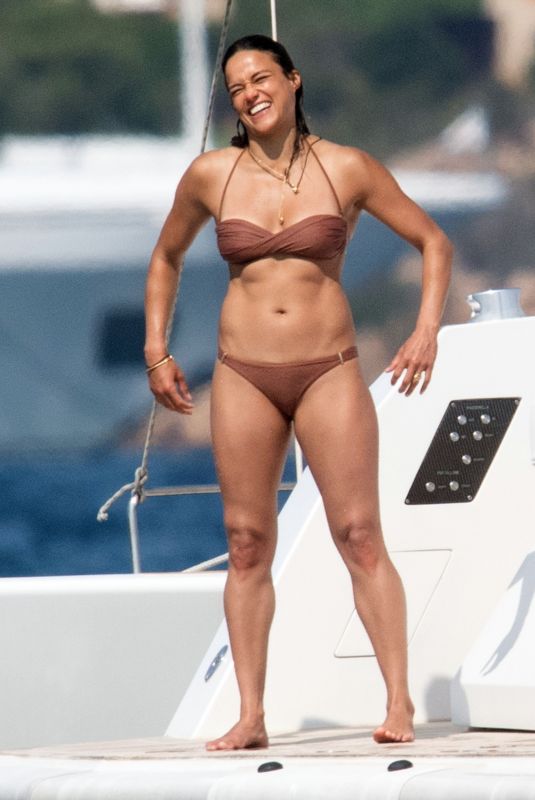 MICHELLE RODRIGUEZ in Bikini at a Yacht in Porto Cervo 08/22/2021