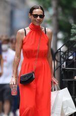 MINNIE DRIVERin a Red Dress Out in New York 08/01/2021