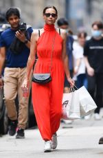 MINNIE DRIVERin a Red Dress Out in New York 08/01/2021