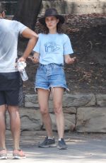 NATALIE PORTMAN in Denim Shorts Out Hikinig in Los Feliz 08/17/2021