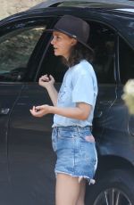 NATALIE PORTMAN in Denim Shorts Out Hikinig in Los Feliz 08/17/2021