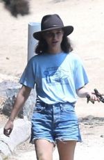 NATALIE PORTMAN in Denim Shorts Out Hikinig in Los Feliz 08/17/2021